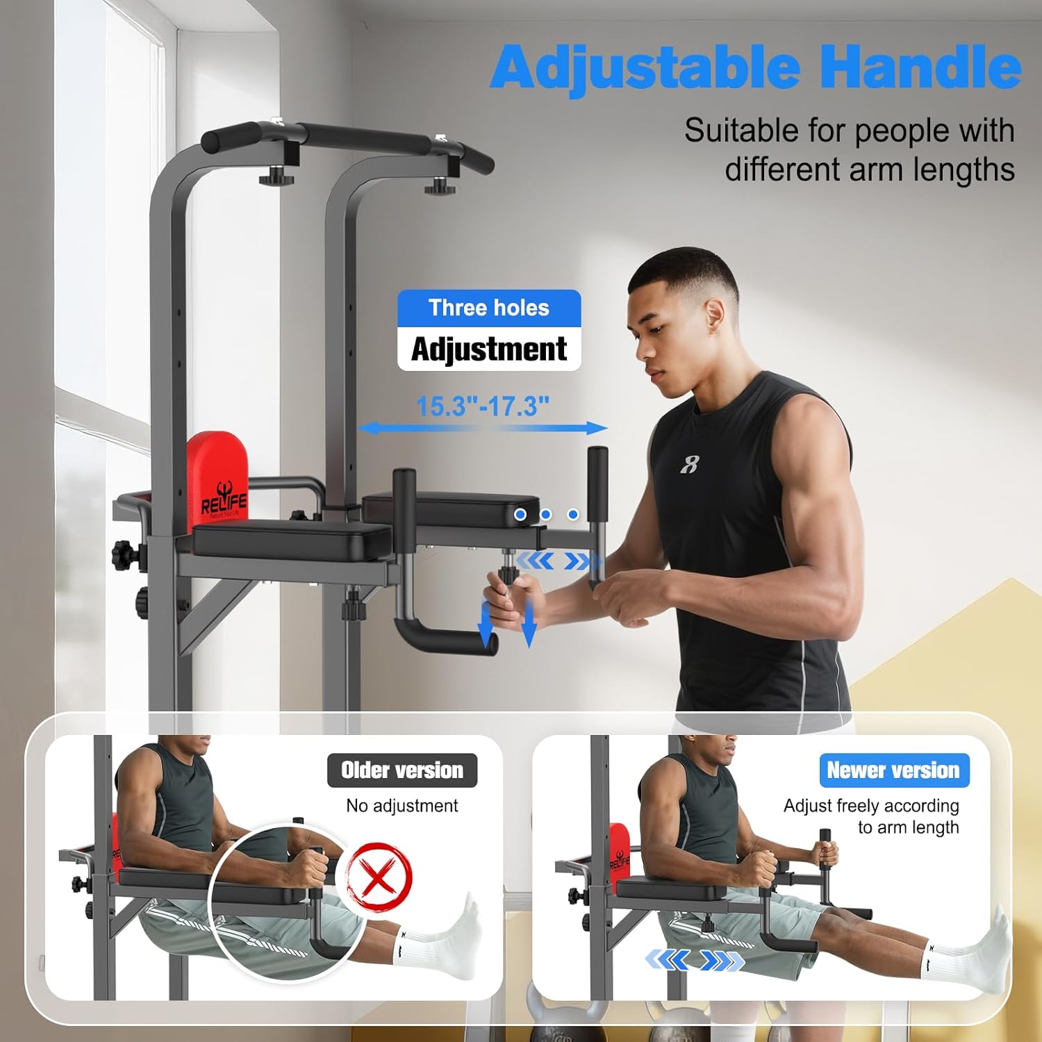 RELIFE Power Tower — Multifunction，This multi-function dip station for your home gym