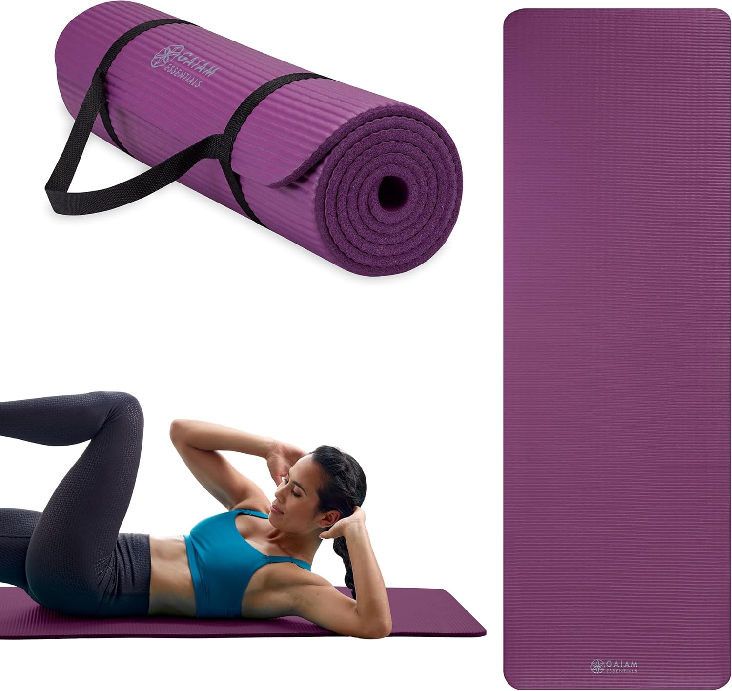 Gaiam Yoga Mat (Purple) — Extra-Thick Cushioning for Joint Comfort
