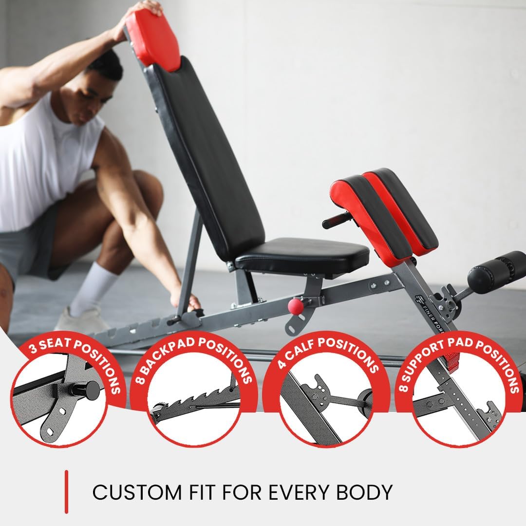 Finer Form FID Weight Bench — 1 Workout Bench, 100+ Exercises - Perform a