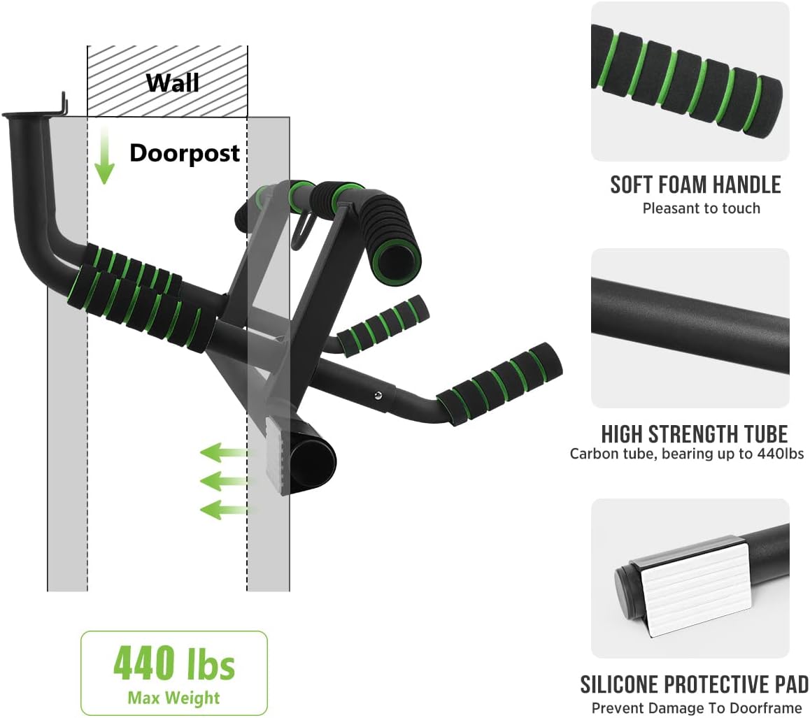 KAKICLAY Multi-Grip Pull-Up Bar — The form grip on the upper bar is