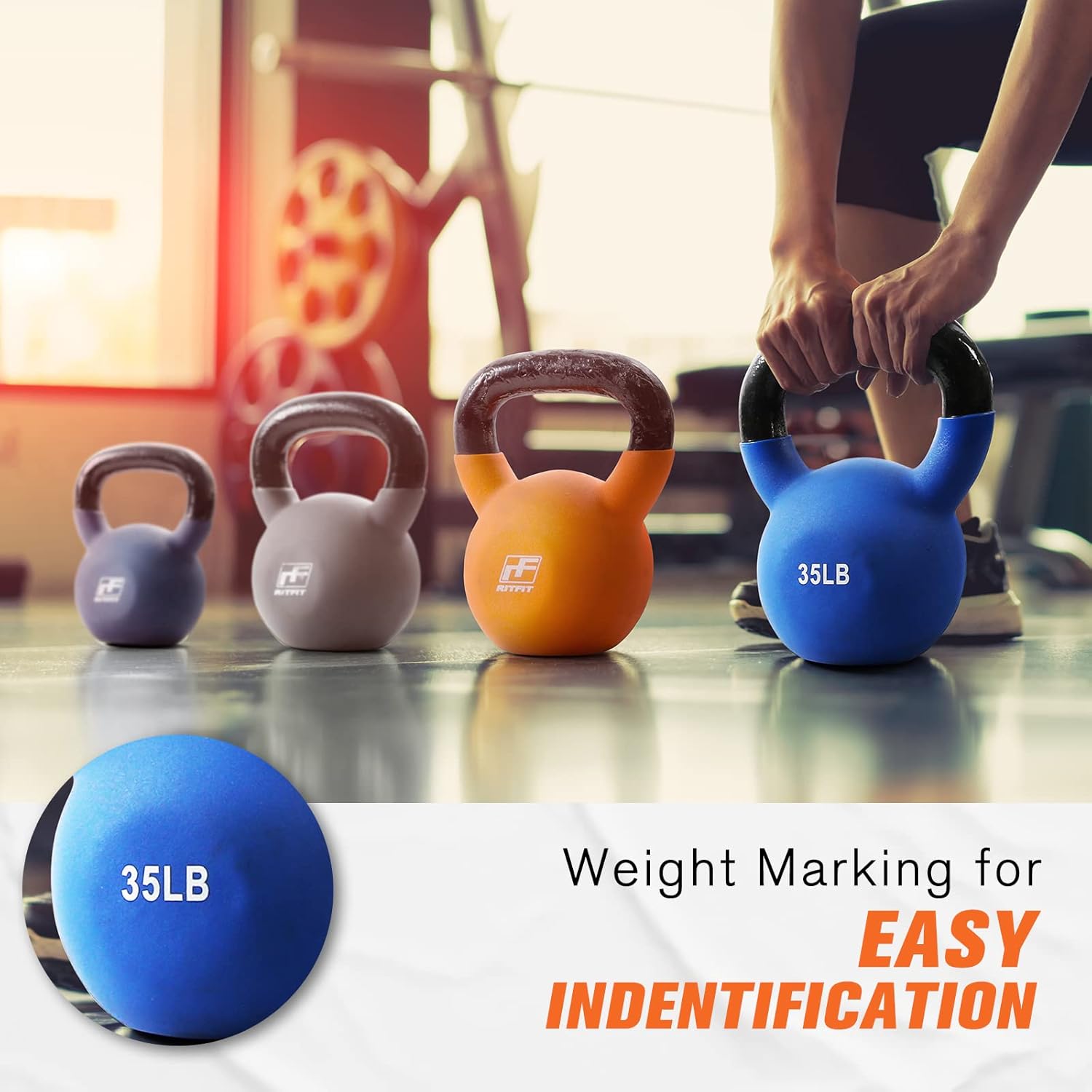 RitFit Neoprene Kettlebell Set — Flat Bottom for Stability