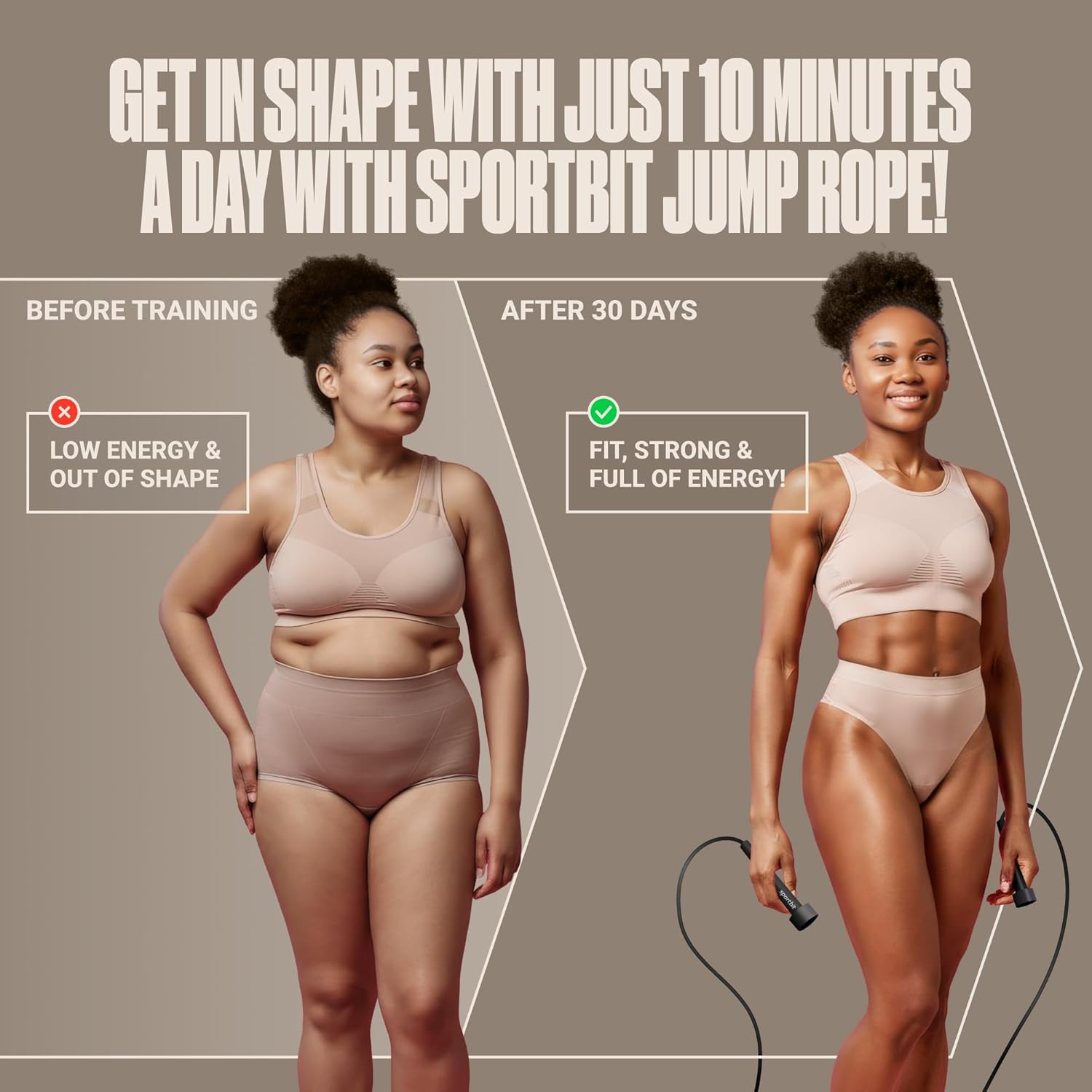 SPORTBIT Adjustable Jump Rope — Flexible and Durable