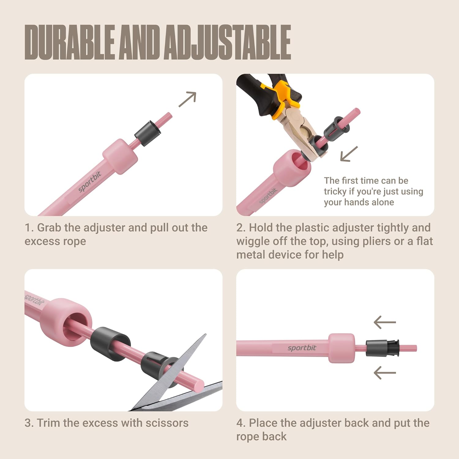 SPORTBIT Adjustable Jump Rope — Sweat-Resistant Handles