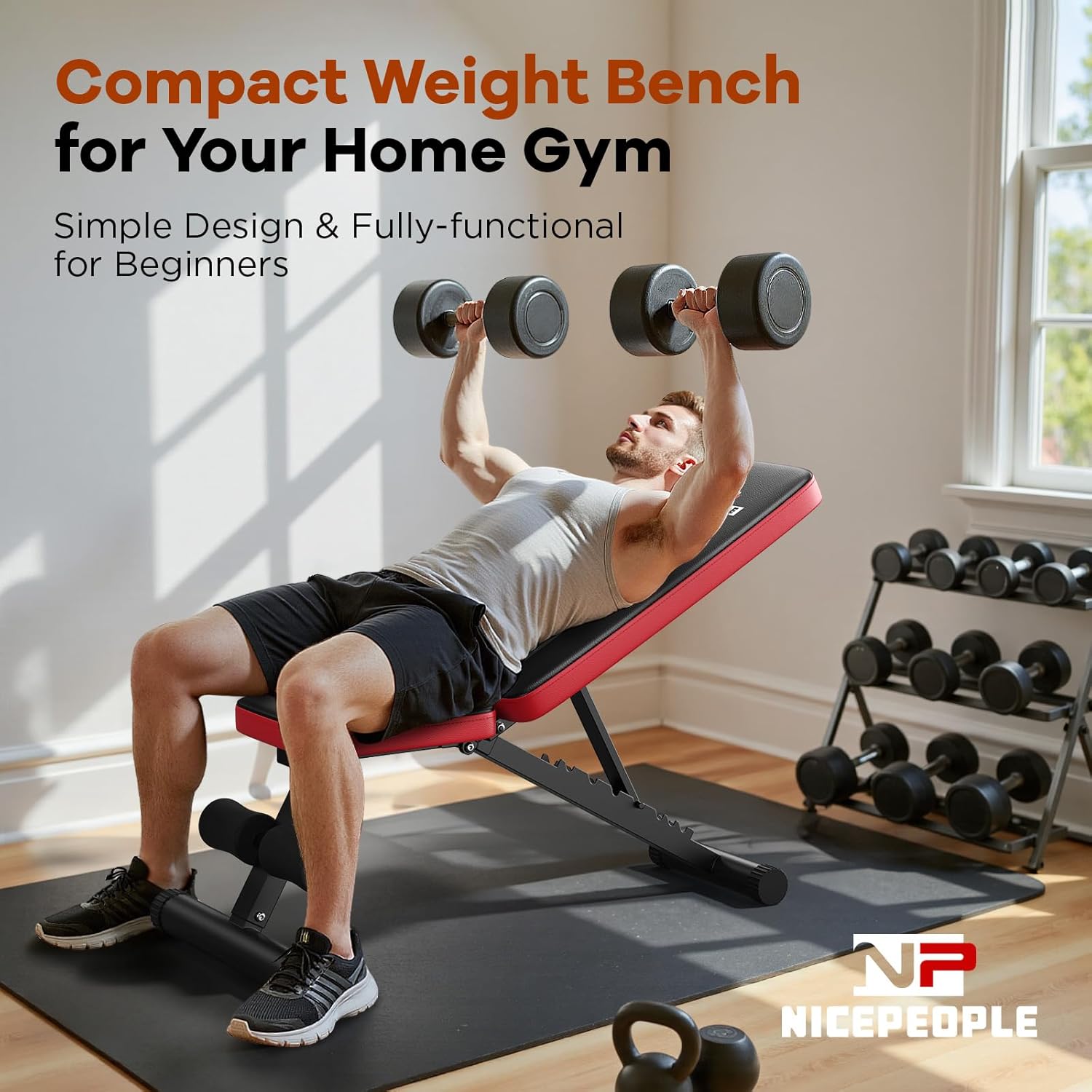 NICEPEOPLE Compact Weight Bench — Ideal for Home Gyms