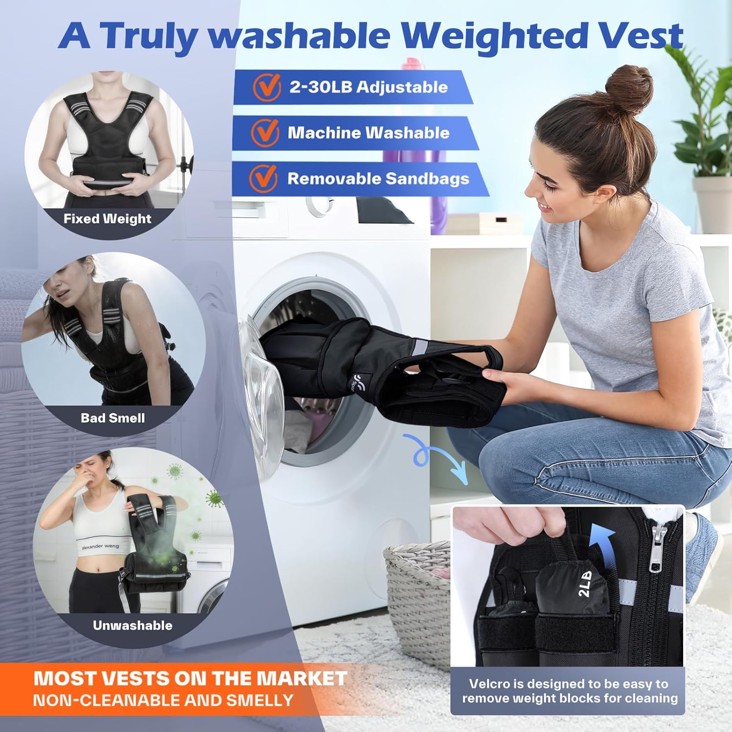 Sportneer Adjustable Weighted Vest — Shoulder and Waist Double Locks