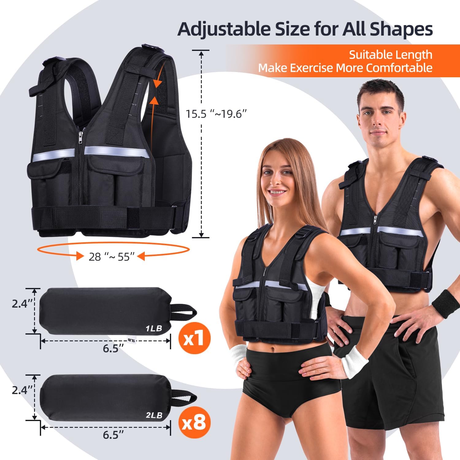 Sportneer Adjustable Weighted Vest — Uniform and Adjustable Weight Distribution