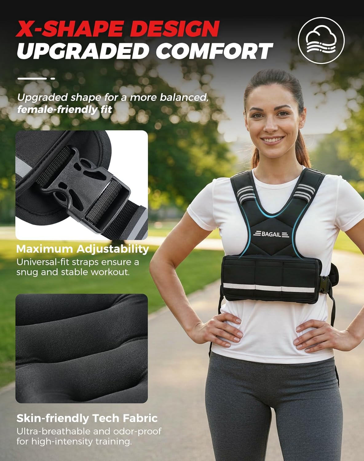 BAGAIL Adjustable Weighted Vest — Pro-Performance Stability