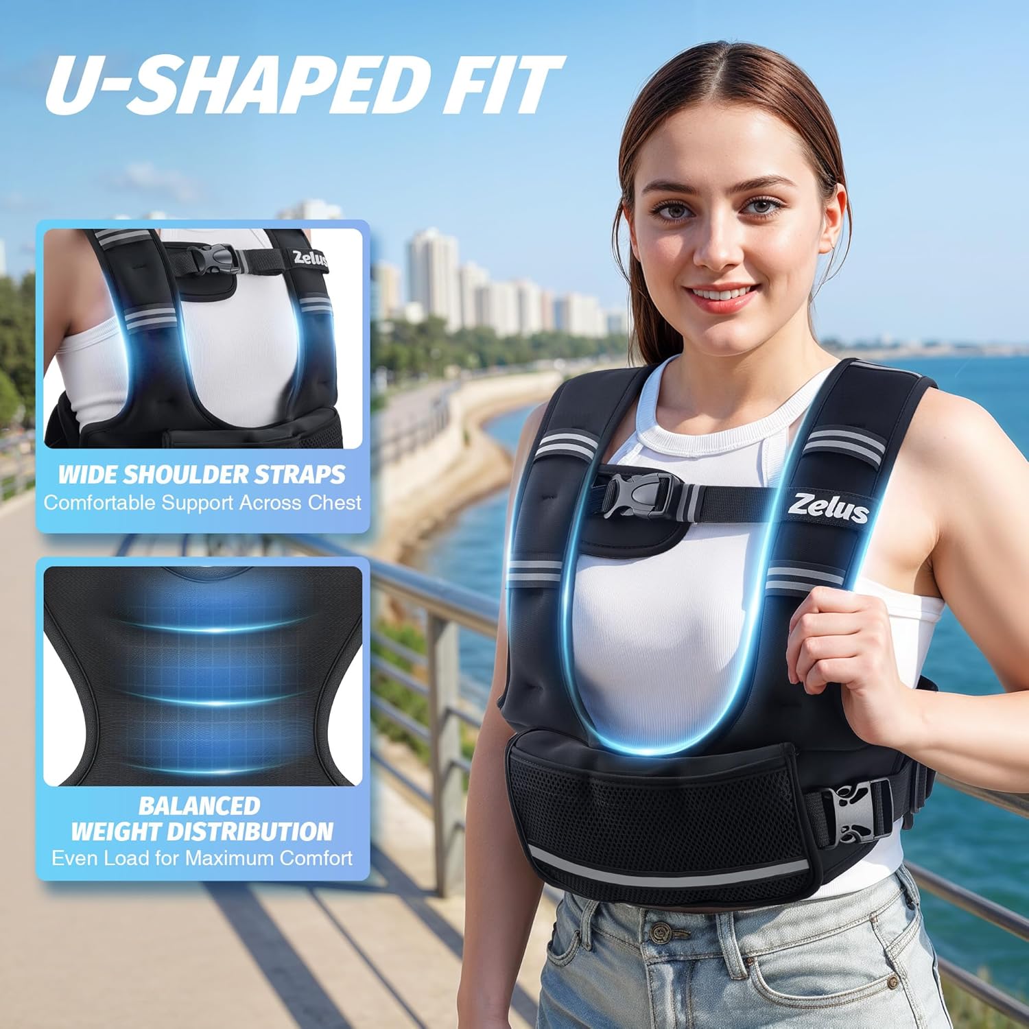 ZELUS Weighted Vest (Unisex) — U-Shape Fit