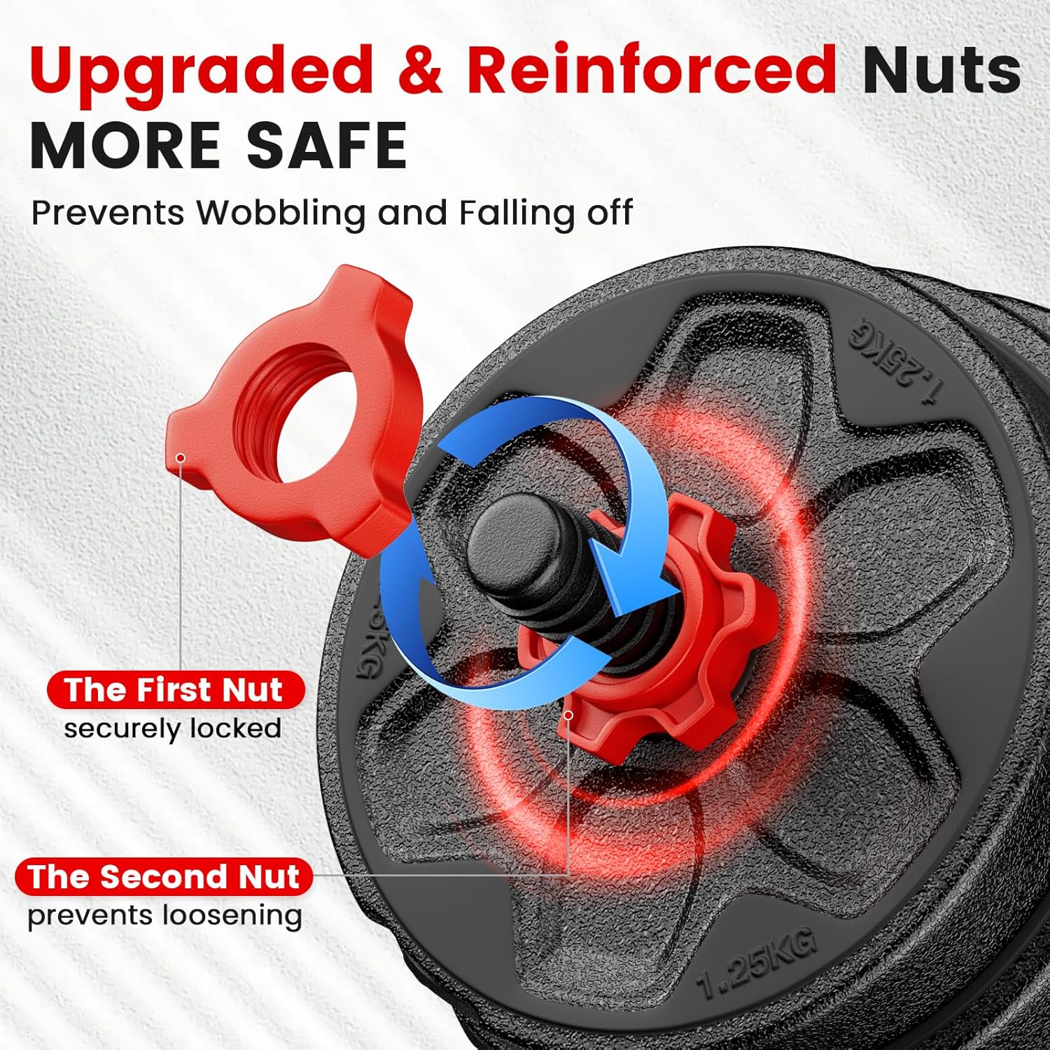 BDSHE Adjustable Dumbbells — High-Quality Safety Double Nuts
